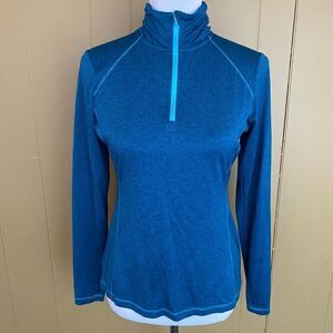 Danskin women S drimore Longsleeve quarter zip pullover w/Thumbholes teal